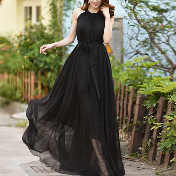 Elegant Icon Black Sleeveless Cross Wrap Halter Backless Cut Out Bust Side  Slit Train Maxi Dress – Indie XO