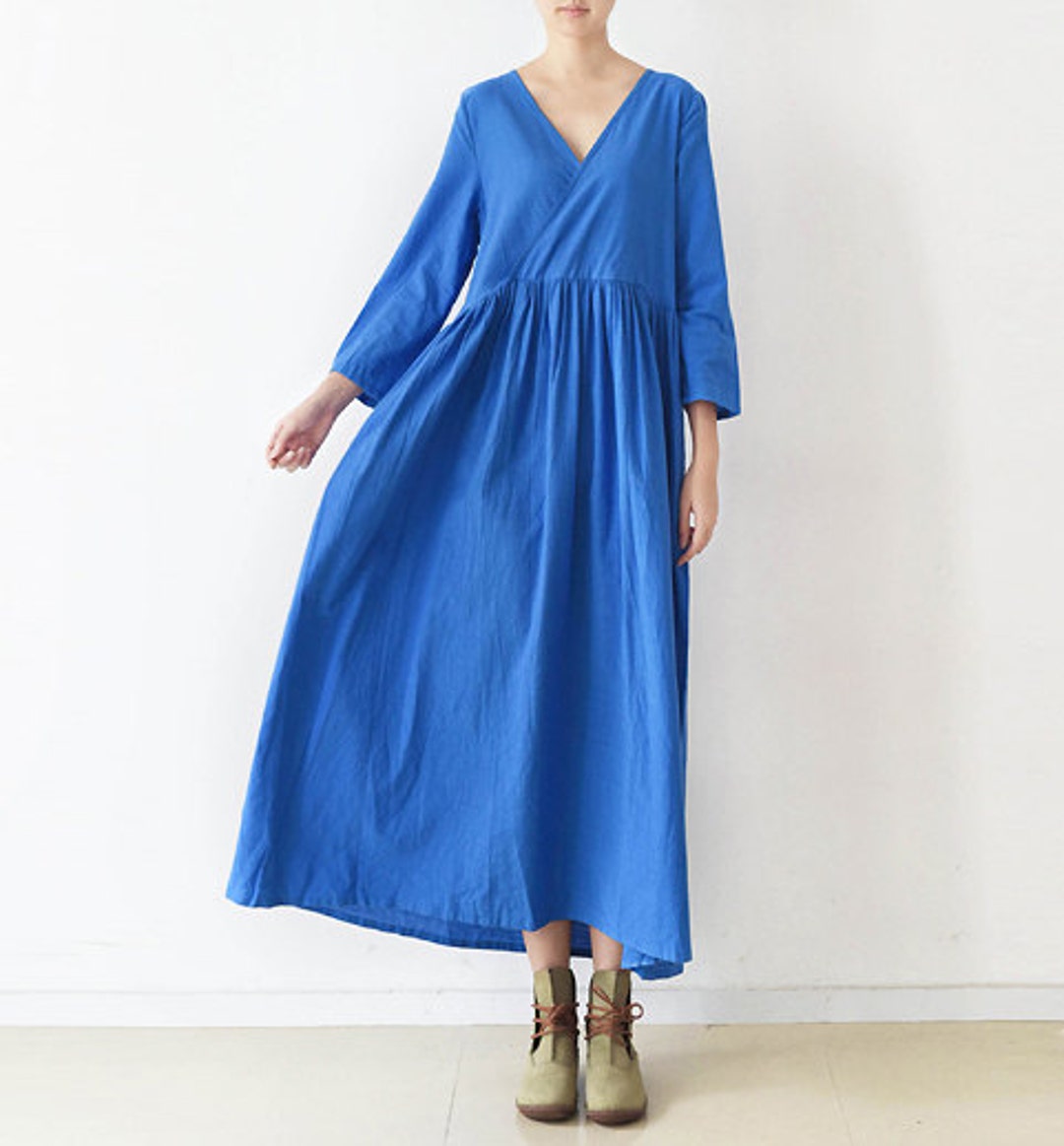 Loose Casual Linen Maxi Dress Linen Maxi Dress Long Robe Gown - Etsy