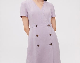 Summer Linen dress,Simple dress,Linen Button Dress,Smock Linen dress,Elegant Dress,Women Clothing
