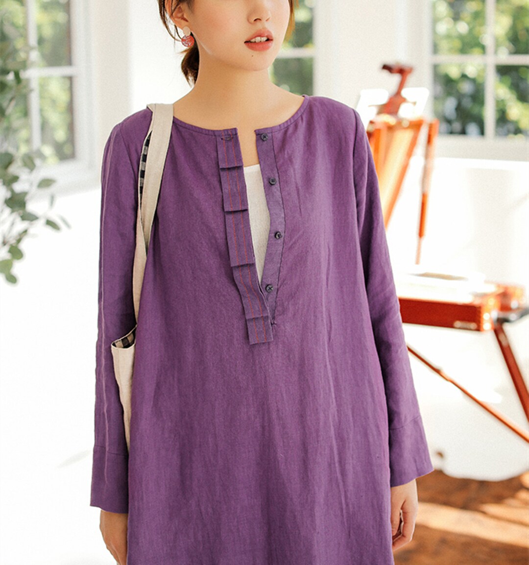 Purple Linen Dress,linen Maxi Dress,mini Linen Dress,smock Dress — free download