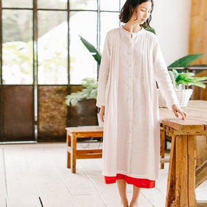 White linen top linen tunic shirt linen caftan spring autumn top loose blouse maxi top plus size clothing handmade top custom