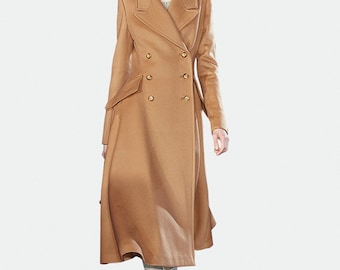 Kurtka wełniana damska, ciepły, przytulny płaszcz, płaszcz z wełny kaszmirowej, zimowy płaszcz w dużym rozmiarze, płaszcz designerski, elegancka sukienka płaszczowa, płaszcz damski