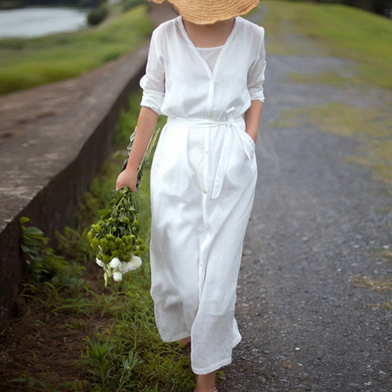 chinese dress ladies Summer Linen Dresses for Women 2025 Casual Short Sleeve V Neck Gauze Cotton  Sundresses Maxi Dresses Flowy Long Shift Dress Lightweight Vacation Beach  Sundress Comfy Loose Shirt Dress Beach Coverup at Amazon main image 1