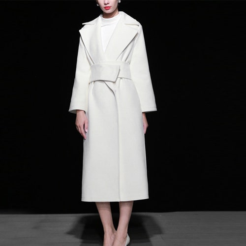White Coatwool Jacket With Beltdesigner - Etsy