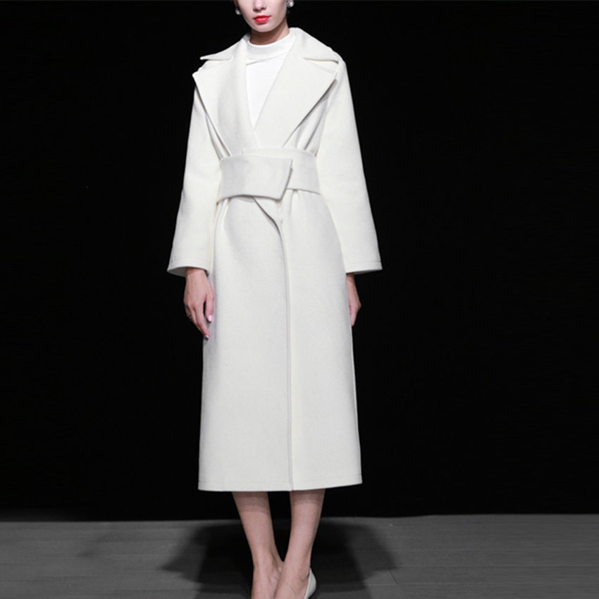 Long White Wool Coat, Fitted Wool Coat, Warm Winter Coat, Winter