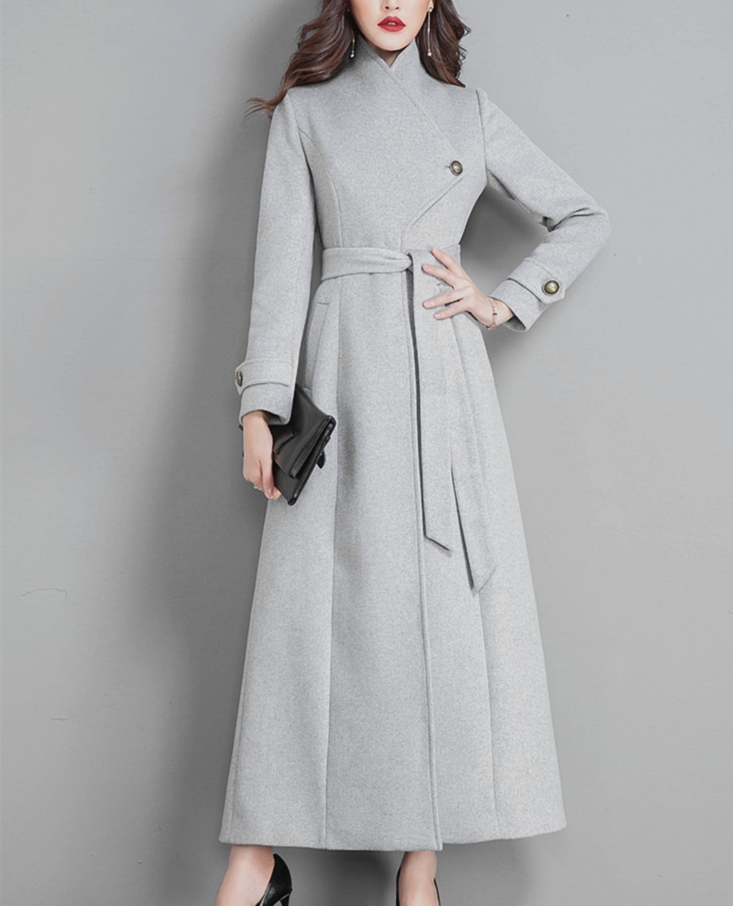 Black Coat,wool Coat,women Long Full Length Wool Jacket Warm Cozy