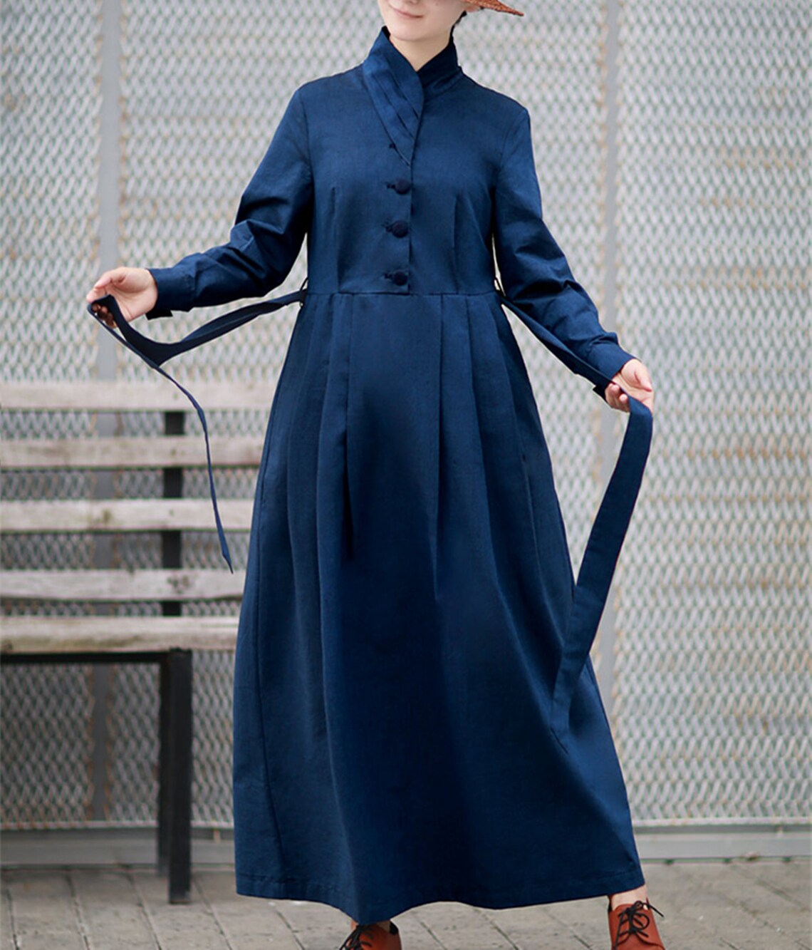 Linen Dress Navy main image 1