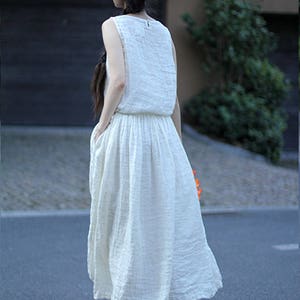 Loose White Dress Long Pleated Dress Sleeveless Summer Dress - Etsy