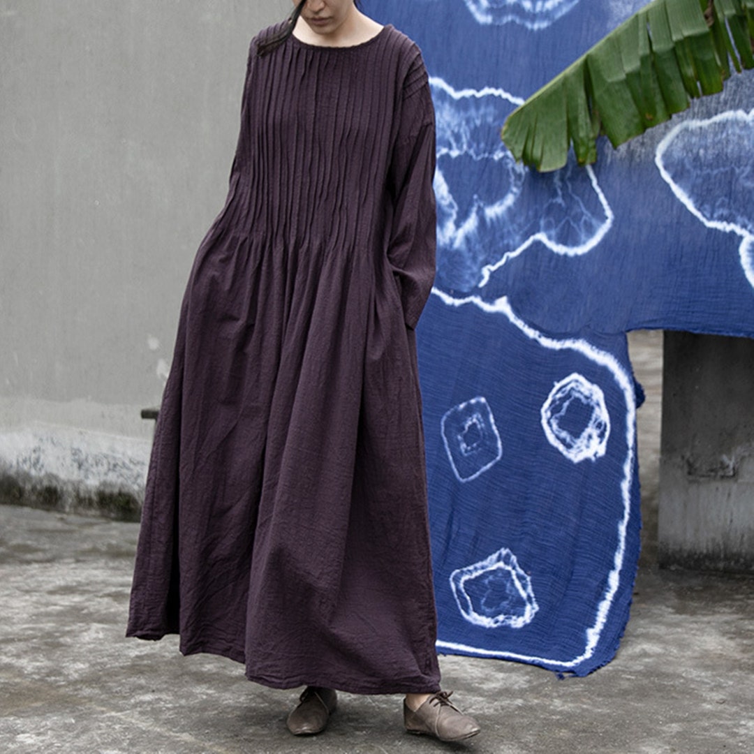 Loose Casual Linen Cotton Dress,linen Maxi Dress,spring Dress,linen