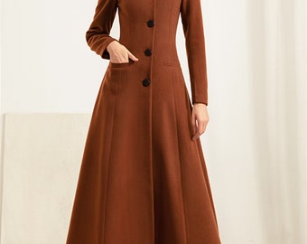 Women Long Full Length Wool Jacket,Long Cozy Coat,Plus Size Winter Coat,Dress Coat,Princess Coat,Handmade Coat