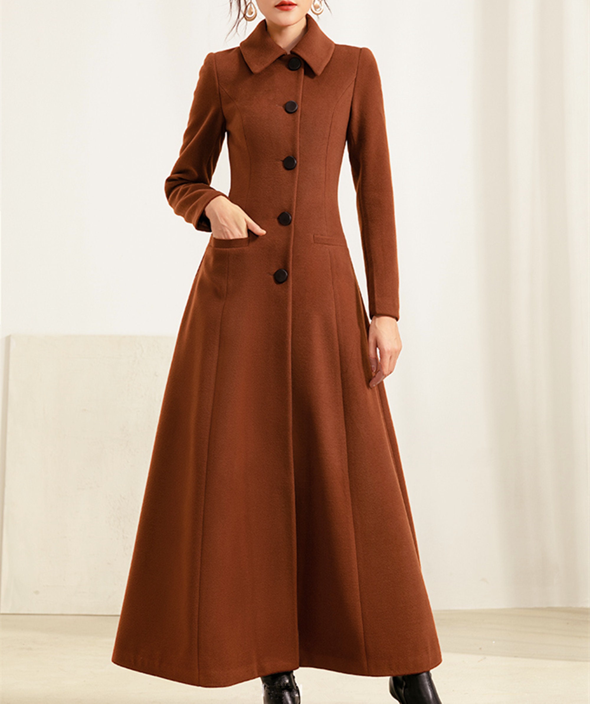 Women Long Full Length Wool Jacket,long Cozy Coat,plus Size Winter