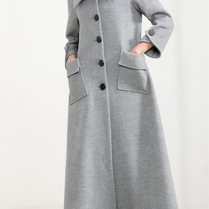 Gray Wool Coat,Women Long Wool Jacket,Button Coat,Long Cozy Coat with Pockets,Plus Size Winter Coat,Dress Coat,Winter Outwear