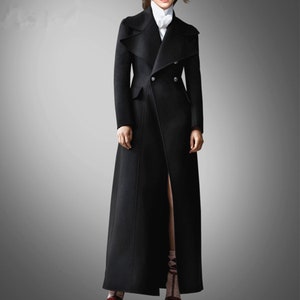 Wool Winter coat,Big Collar Designer coat,Long full length wool jacket,Button Coat,Handmade Coat