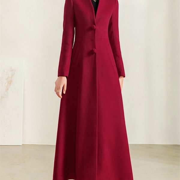 Women Long Full Length Wool Jacket,Wool Fitted Coat,Full Length Winter Coat,Dress Coat,Princess Coat,Handmade Coat