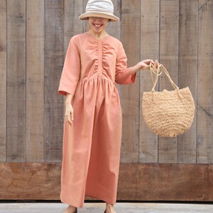 3/4 sleeve linen dress,prom dress,linen caftan,party dress,long shift dress,linen maxi dress,plus size clothing,custom