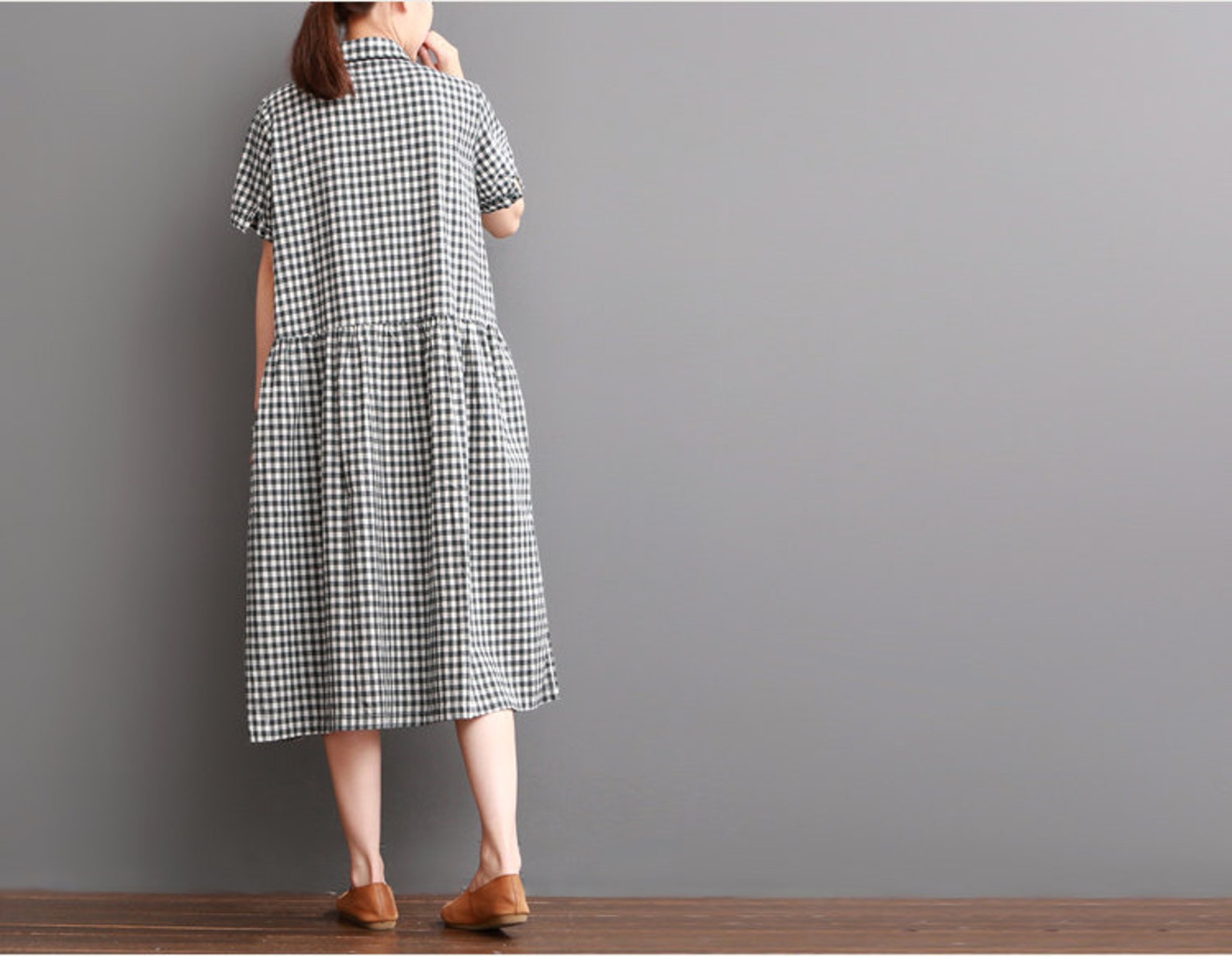 Casual Loose Summer Dress Long Pleated Dress Cotton Blouse Etsy Sweden