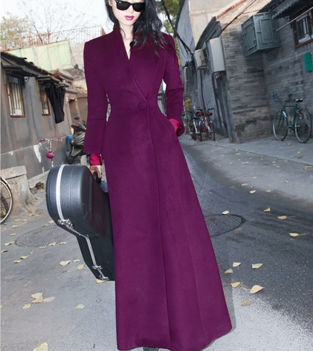 Herren Wollmantel Mit Kerbkragen - Langer Wintermantel Im Slim Fit