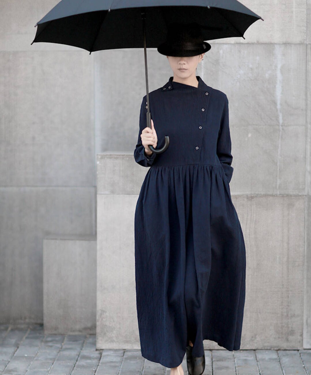 Dress Singlet Long Linen - Black main image 1