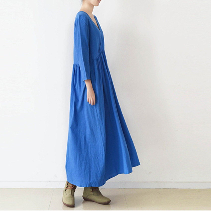 Loose Casual Linen Maxi Dress Linen Maxi Dress Long Robe Gown | Etsy