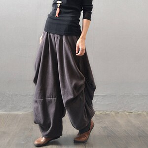 Linen Pants Wide Legged Trousers Maxi Pant Baggy Pants Autumn Linen ...