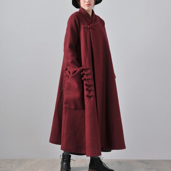 Long length wool jacket warm cozy coat outwear wool cape long