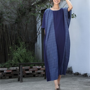 Navy Linen Dress,Loose Casual Linen Dress,Linen Maxi Dress,Summer dress,Linen Tunic Dress,Maternity Dress
