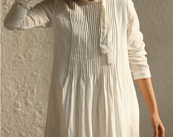 Loose Linen Dress,Linen Caftan,Long Sleeve Tunic Dress,Smock linen dress,Spring Dress,Women Long Linen Dress