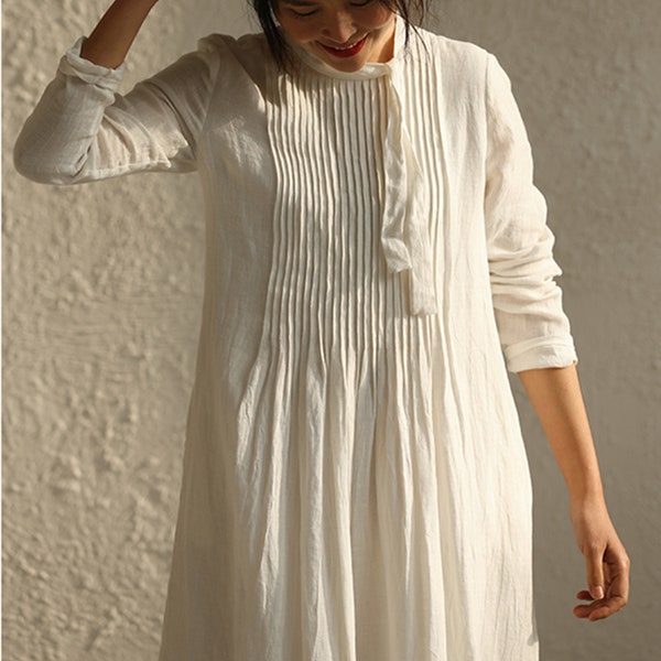 Loose Linen Dress,Linen Caftan,Long Sleeve Tunic Dress,Smock linen dress,Spring Dress,Women Long Linen Dress