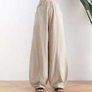 Linen pants,wide legged trousers,Loose baggy pants,Spring Summer linen pants,Maxi pants,plus size linen clothing