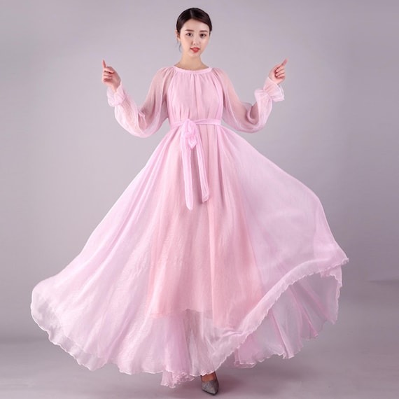 slim fit dress slacks PRETTYGARDEN Women's Fall Wedding Guest Dresses Long Sleeve V Neck Flo main image 1