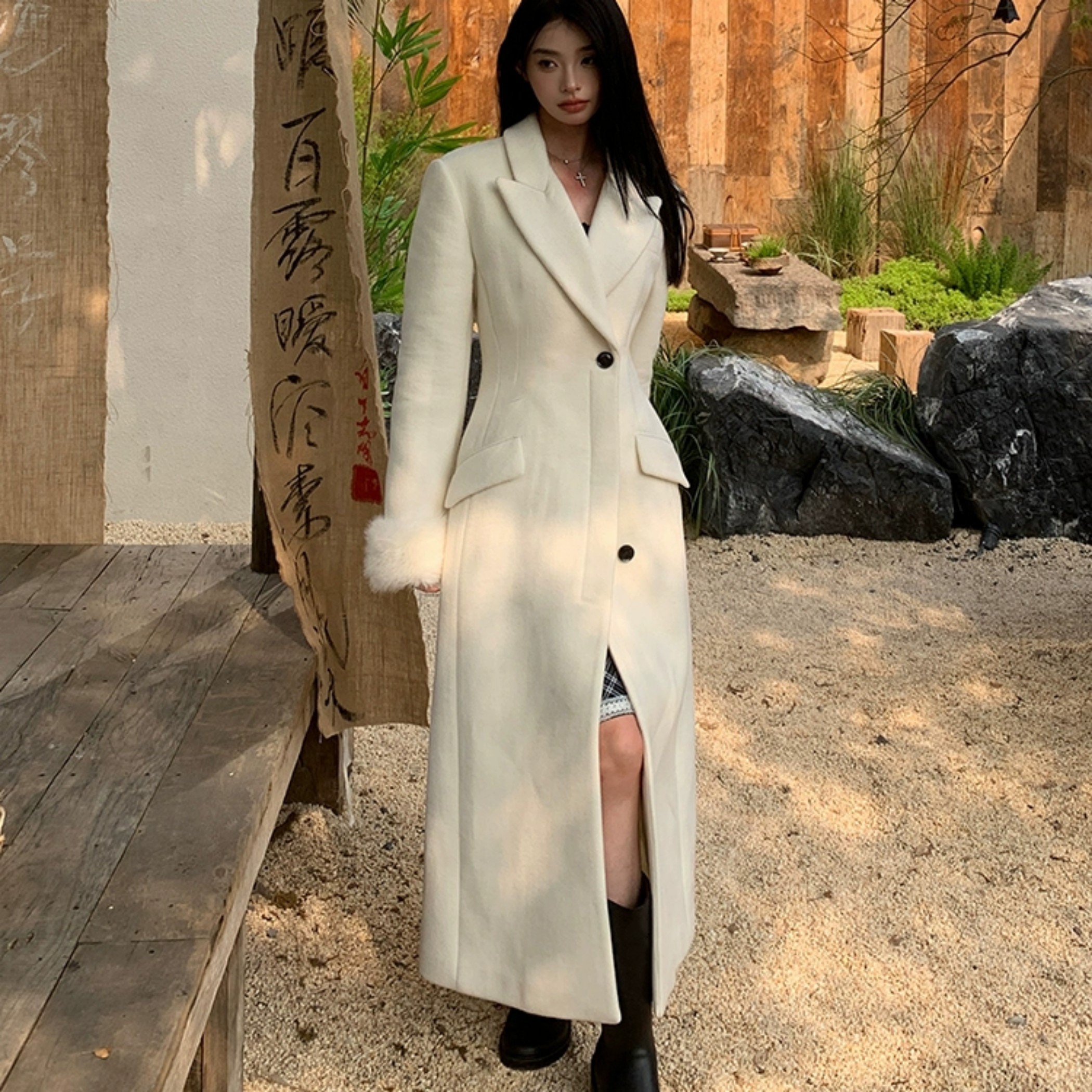 Women White Wool Jacket,long Fitted Coat With Faux Fur Cuffs,plus Size Winter Coat,winter Wool Dress Coat,princess Coat,wedding Wool Coat - Etsy Women White Wool Jacket,long Fitted Coat With Faux Fur Cuffs,plus Size Winter Coat,winter Wool Dress Coat,princess Coat,wedding Wool Coat - Etsy