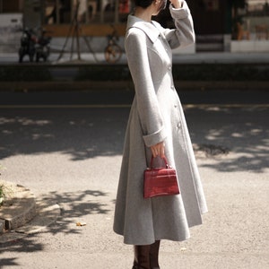Elegant Pearl Buttoned Wool Coat