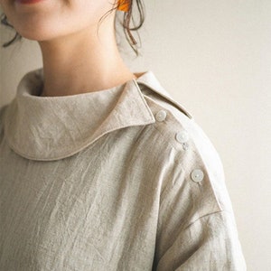 Loose Linen Dress,Linen Ruffle Caftan,Long Sleeve Linen Boho Dress,Linen Belt Dress,Smock Linen dress,Spring Dress,Women Long Linen Dress