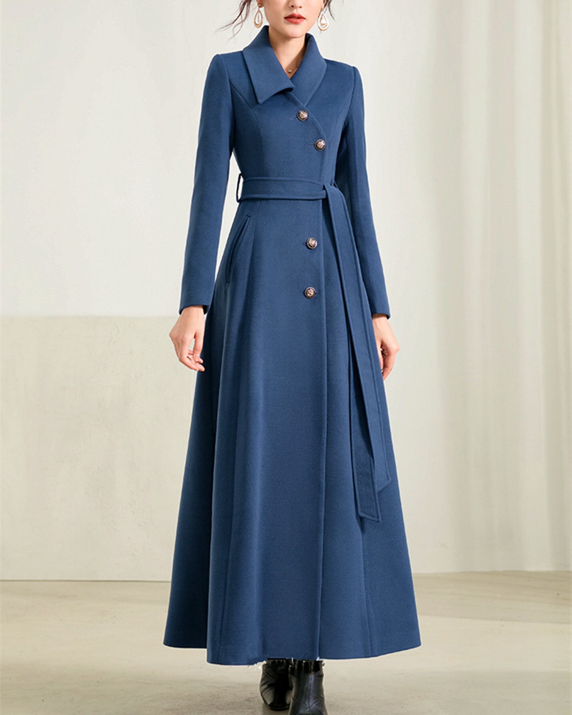 Women Long Full Length Wool Jacketlong 