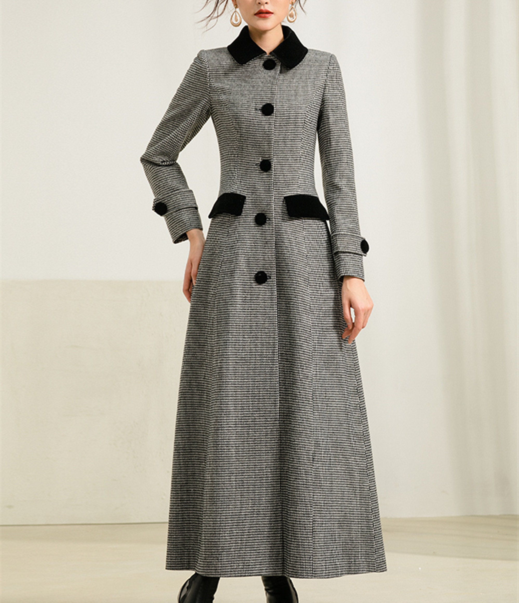 Women Long Full Length Wool Jacket,fitted Coat,plus Size