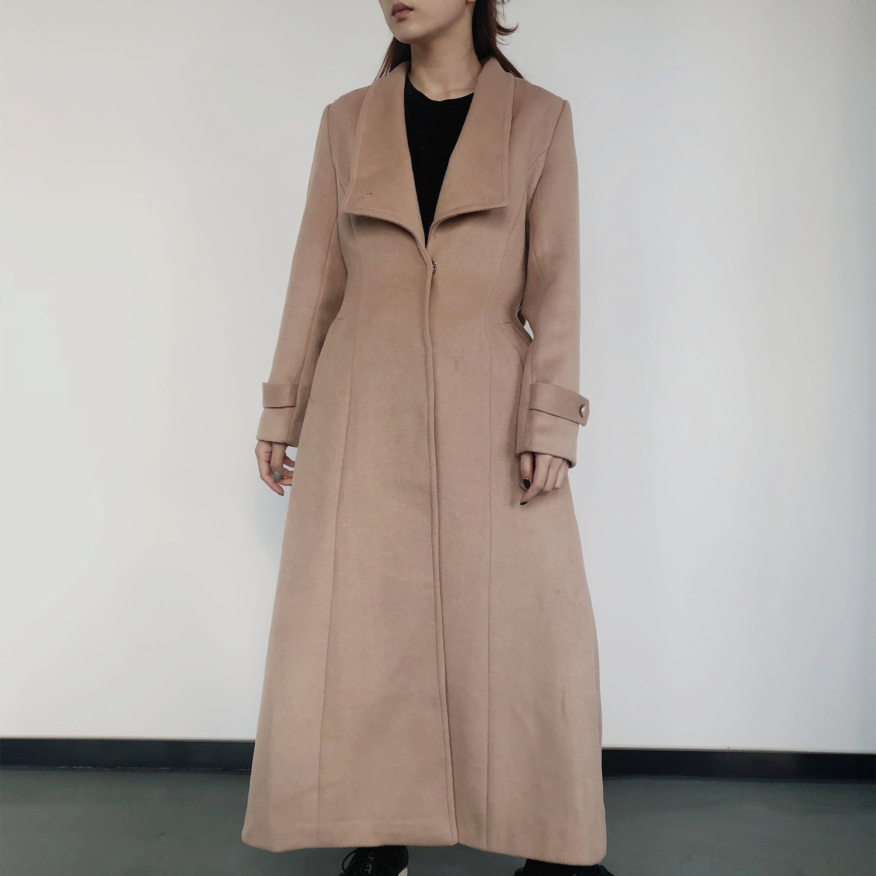 Wool Blend Camel Coat, Full Length Trench Coat, Plus Size - Etsy