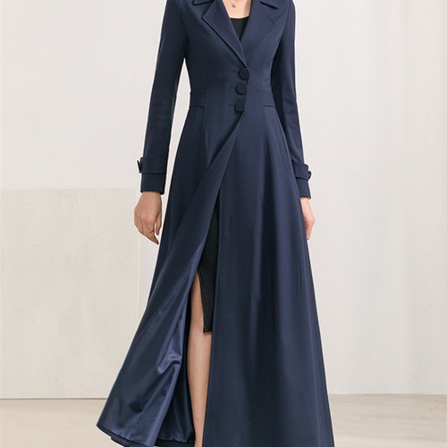 Navy Long Full Length Wool Jacket,Long Fitted Coat,Plus Size Winter Coat,Dress Coat,Princess Coat,Handmade Coat Navy Long Full Length Wool Jacket,Long Fitted Coat,Plus Size Winter Coat,Dress Coat,Princess Coat,Handmade Coat