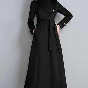 Black coat,wool coat,women long full length wool jacket warm cozy coat  plus size winter coat long sleeve coat dress plus size clothing