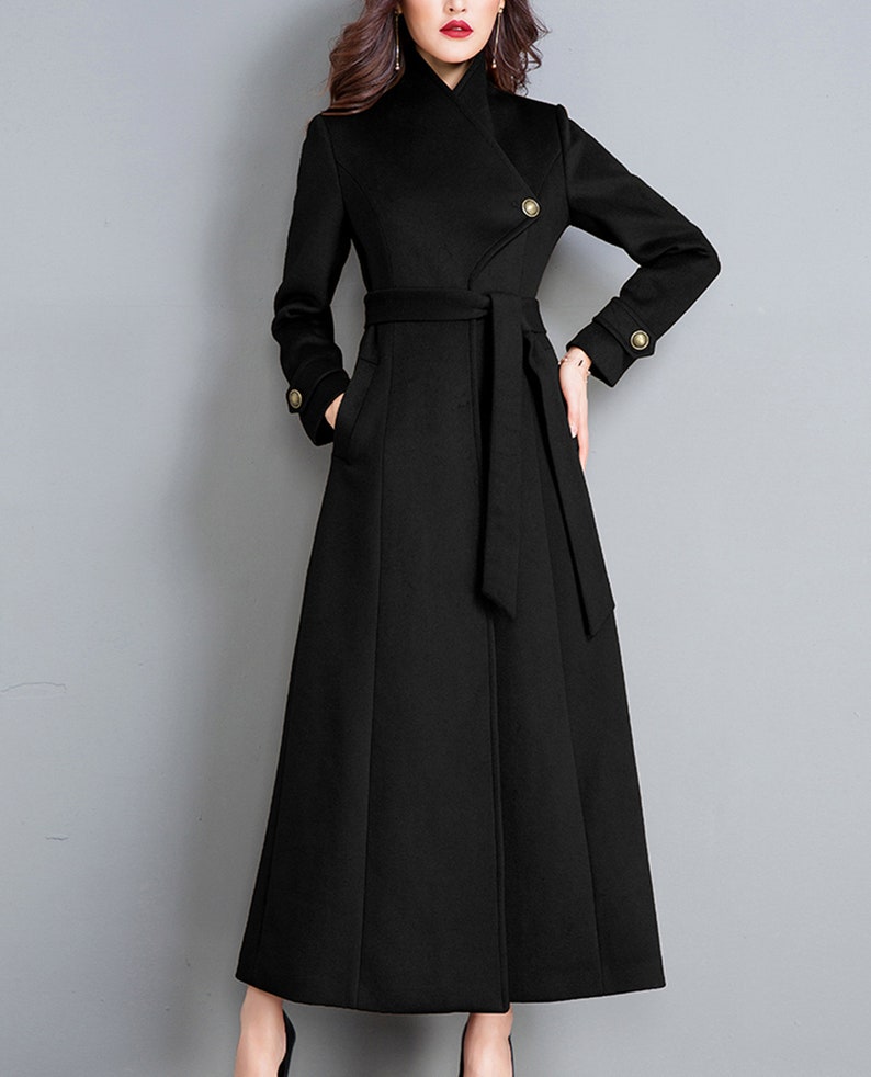 Black coatwool coatwomen long full length wool jacket warm | Etsy
