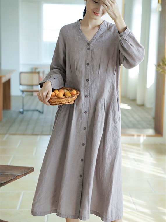Gray Linen Dress,v-neck Linen Shift Dress,spring Autumn Dress,smock Linen  Dress,ramie Dress,prom Dress,plus Size Clothing,handmade Dress - Etsy  Australia