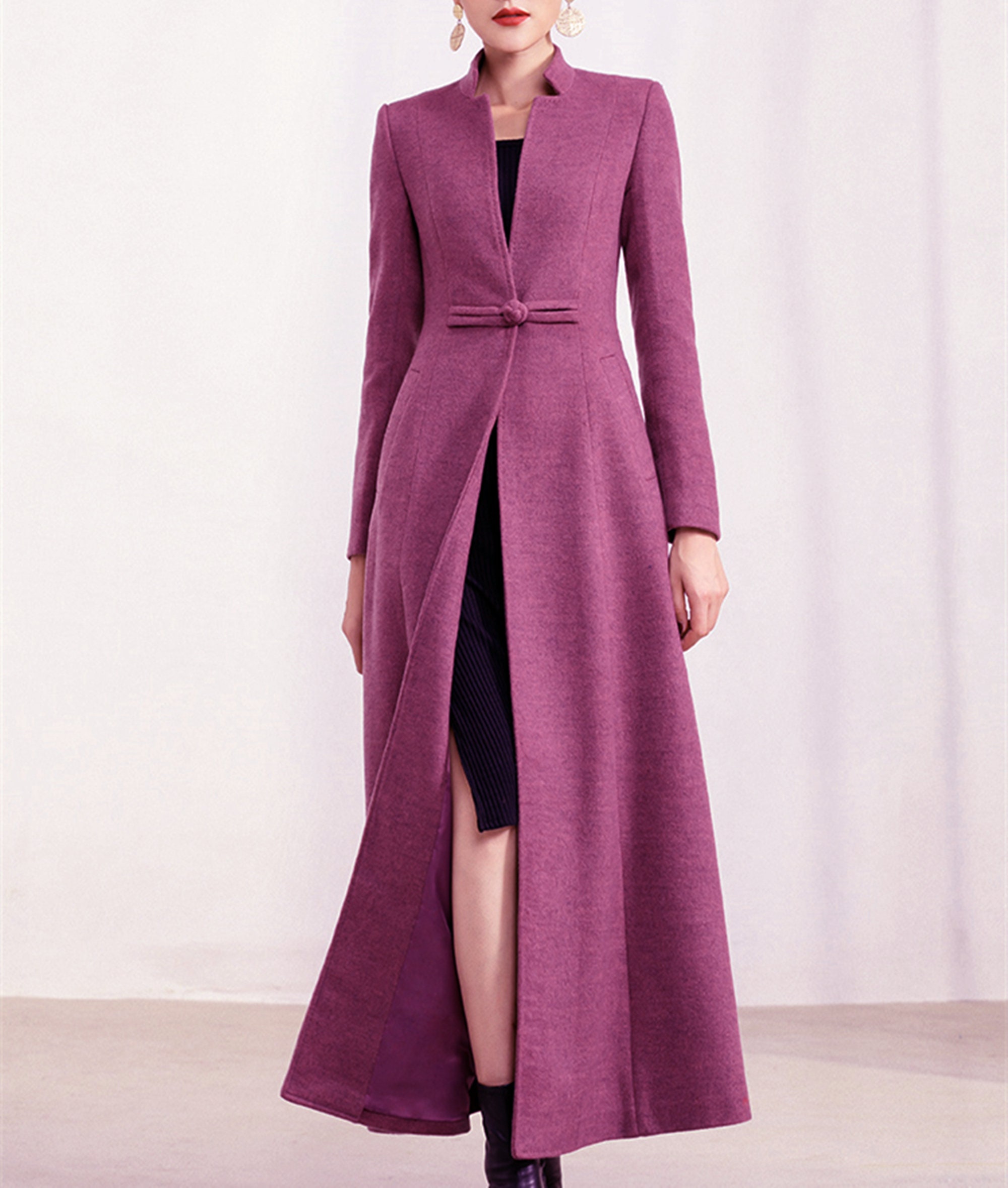 Purple Coatlong Full Length Wool Jacketwool Long Coatfitted - Etsy ...