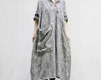 Loose dress with big pockets,loose cotton dress,spring autumn dress,women dress,maternity dress