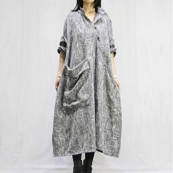 Loose dress with big pockets,loose cotton dress,spring autumn dress,women dress,maternity dress