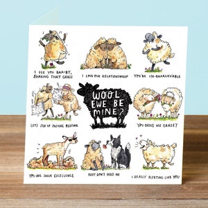 Wolle Ewe Be Mine / Schaf / Jubiläum / Geburtstagskarte / innen leer Jeder Anlass Humor Karte Jelly Armchair Catherinedoart