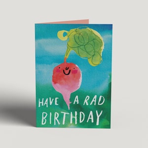 Have A Rad Birthday * carte d'anniversaire végétarienne * jeu de mots radis * carte d'anniversaire végétalien * jeu de mots végétarien *