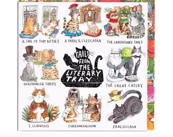 Literary Cat Birthday Card – Funny Lover Pun Greeting Card