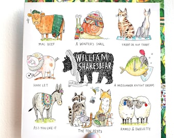 Shakesbear * Shakespeare Animal Pun Card * Humour Pun Greetings Card * Literature * William Shakespeare * British Humour * Catherinedoart