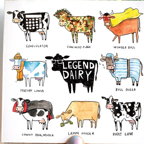 Legend Dairy Cow Puns Any Occasion Greetings Card Etsy