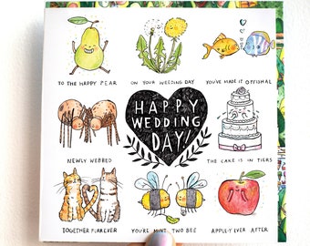 Happy Wedding Day * Humour * Wedding Gift Card * Funny Pun * Joke * Catherinedoart * Jelly Armchair * Illustrated British