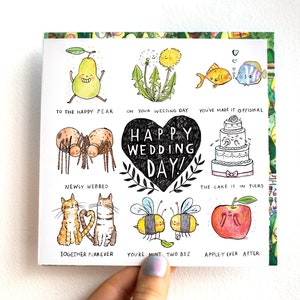 Happy Wedding Day * Humour * Wedding Gift Card * Funny Pun * Joke * Catherinedoart * Jelly Armchair * Illustrated British